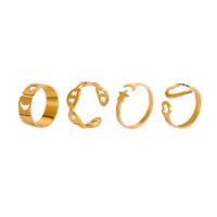 Ensemble d’anneau en alliage de zinc, Placage, 4 pièces & trois pièces & bijoux de mode & styles différents pour le choix & pour femme, plus de couleurs à choisir, 17mm, Vendu par fixé