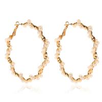 Pendientes de Aleación de Zinc, con Perlas de plástico ABS, chapado en color dorado, Joyería & diverso tamaño para la opción & para mujer, dorado, Vendido por Par