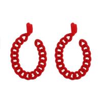 Boucle d'oreille dormeuse en alliage de zinc, avec Flocage de tissu, bijoux de mode & styles différents pour le choix & pour femme, rouge, Vendu par paire