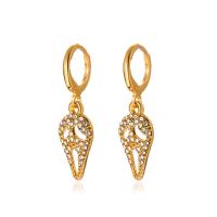 Rhinestone Earring, Tibetan Style, gold color plated, fashion jewelry & for woman & with rhinestone, golden, 30mm, Sold By Pair