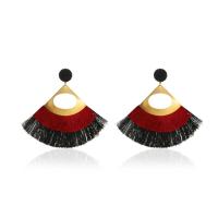 Fashion Fringe Earrings Zinc Alloy with Polyester Yarns gold color plated fashion jewelry & for woman Sold By Pair