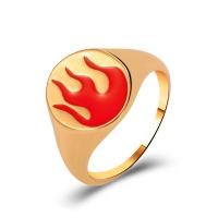 Zink Alloy Finger Ring, guldfärg pläterade, mode smycken & olika stilar för val & för kvinna & emalj, två olikfärgade, 20mm, Säljs av PC