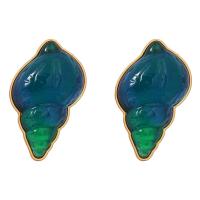 Resin Earring Zinc Alloy with Resin Conch gold color plated fashion jewelry & for woman multi-colored Sold By Pair