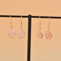 Natural Gemstone Earrings Natural Stone with Brass Teardrop gold color plated for woman & faceted Sold By Pair