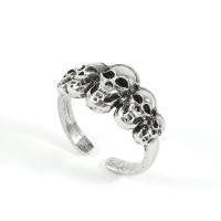 Cink Alloy Finger Ring, Lobanja, starinski srebrne boje pozlaćen, Berba & za čovjeka, nikal, olovo i kadmij besplatno, Veličina:10, Prodano By PC