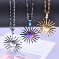 Stainless Steel Jewelry Necklace, 304 Stainless Steel, Sun, Vacuum Ion Plating, Unisex & different styles for choice, more colors for choice, 26x28mm, Length:Approx 50 cm, Sold By PC