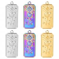 Stainless Steel Pendants, 304 Stainless Steel, Rectangle, Vacuum Ion Plating, Unisex, more colors for choice, 11x24mm, Sold By PC