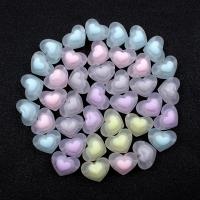 Bead i Bead Akryl perler, Heart, sprøjtestøbning, du kan DIY & frosted, flere farver til valg, 13x17mm, Ca. 20pc'er/Bag, Solgt af Bag