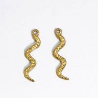 Stainless Steel Animal Pendants, 304 Stainless Steel, Snake, polished, DIY, golden, 7.30x34mm, Sold By PC