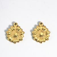 Stainless Steel Pendants 304 Stainless Steel Sunflower Vacuum Plating DIY golden Sold By PC