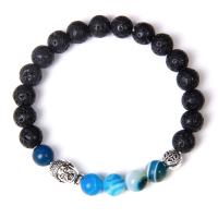 Gemstone Bracelets Lava with Lace Agate & Zinc Alloy Unisex Sold Per Approx 7-8.6 Inch Strand