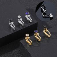 316L Stainless Steel Earring Clip, fashion jewelry & for woman & with rhinestone, more colors for choice, 17.20x74mm, Sold By PC