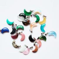 Gemstone Pendants Jewelry with Zinc Alloy Moon Sold By Bag