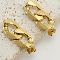 Titanium Steel  Earring, 18K gold plated, fashion jewelry & for woman, golden, 27x12mm, Sold By Pair
