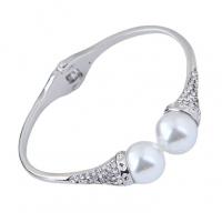 Zinc Alloy Bangle with Plastic Pearl plated fashion jewelry & for woman & with rhinestone nickel lead & cadmium free 60mm Sold By PC