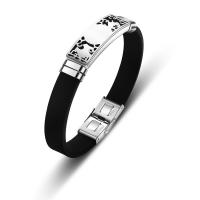 Silicone Bracelets, with Titanium Steel, Donut, polished, fashion jewelry & for man, black, 210x12mm, Sold By PC
