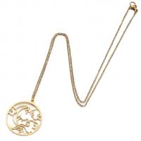 Edelstahl Schmuck Halskette, 304 Edelstahl, flache Runde, Modeschmuck & für Frau & hohl, keine, 27mm, Länge:45 cm, verkauft von PC