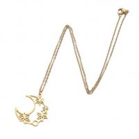 Edelstahl Schmuck Halskette, 304 Edelstahl, Mond, Modeschmuck & für Frau & hohl, keine, 26x30mm, Länge:45 cm, verkauft von PC