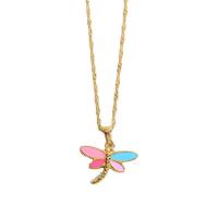 Stainless Steel Jewelry Necklace 304 Stainless Steel with 5cm extender chain Dragonfly Vacuum Ion Plating fashion jewelry & for woman & enamel Length 40 cm Sold By PC