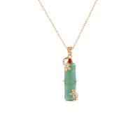 Titanium Steel Necklace with Jade & Cubic Zirconia & Cats Eye Vacuum Ion Plating & fashion jewelry & for woman Length 45 cm Sold By PC
