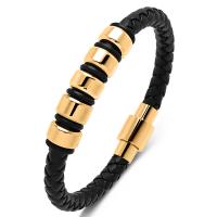 PU Leather Cord Bracelets with 316L Stainless Steel Vacuum Ion Plating fashion jewelry & Unisex 6mm Sold By PC