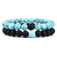 Gemstone Bracelets, Natural Stone, handmade, 2 pieces & Unisex, more colors for choice, Length:18 cm, Sold By PC