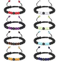 Gemstone Bracelets, Natural Stone, with Lava, handmade, braided bracelet & Unisex, more colors for choice, Length:18 cm, Sold By PC