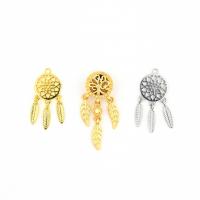 Brass Earring Drop Component Dream Catcher plated DIY & hollow nickel lead & cadmium free Sold By PC