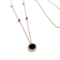 Titanium Steel Necklace with Shell rose gold color plated for woman Length Approx 33.07 Inch Sold By Lot