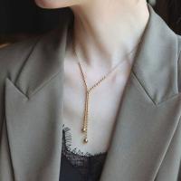 Titanstahl Halskette, goldfarben plattiert, für Frau, Länge ca. 17.71 ZollInch, 5PCs/Menge, verkauft von Menge