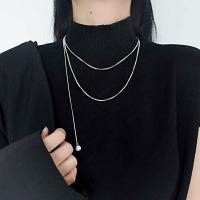 Titanstahl Halskette, mit Kunststoff Perlen, poliert, Einstellbar & für Frau, originale Farbe, Länge:ca. 50-60 cm, 5PCs/Menge, verkauft von Menge