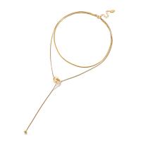 Mode Multi Layer halsband, Titan Stål, med 1.96 inch extender kedja, guldfärg pläterade, för kvinna & multi-strand, 45cm,40cm, 5PC/PC, Säljs av PC
