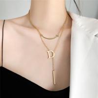Titanium Steel Necklace, gold color plated, for woman & multi-strand, 23cm,38cm, 5PCs/Lot, Sold By Lot