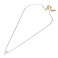 Titanium stål halskæde, med Plastic Pearl, guldfarve belagt, slange kæde & for kvinde, Længde Ca. 17.71 inch, 5pc'er/Lot, Solgt af Lot