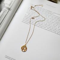 Titanium Steel Necklace, Map, gold color plated, for woman & hollow, Length:Approx 17.71 Inch, 5PCs/Lot, Sold By Lot