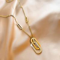 Titanstahl Halskette, goldfarben plattiert, für Frau & mit Strass, Länge ca. 23.62 ZollInch, 5PCs/Menge, verkauft von Menge