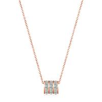 Titanium Steel Necklace with 1.96 inch extender chain rose gold color plated for woman & with rhinestone Length Approx 15.74 Inch Sold By Lot