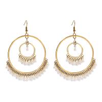 Zinc Alloy Drop Earrings with Seedbead gold color plated fashion jewelry & for woman two different colored Sold By Pair