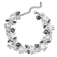 Glass Beads Halskæder, Zinc Alloy, med 8.3cm extender kæde, sølvfarvet forgyldt, mode smykker & for kvinde & med glas rhinestone, to forskellige farvede, Længde 31.8 cm, Solgt af PC