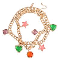 Zinc Alloy Jewelry Necklace with Resin gold color plated 2 pieces & fashion jewelry & for woman multi-colored Length 44.1 cm Sold By Set