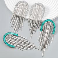 Fashion Fringe Earrings Zinc Alloy silver color plated fashion jewelry & for woman & with rhinestone Sold By Pair