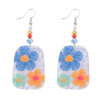 Acrylic Jewelry Earring, Tibetan Style, with Acetate, fashion jewelry & for woman, multi-colored, 72x29mm, Sold By Pair