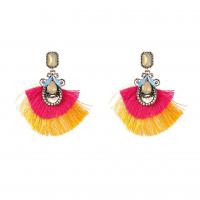Fashion Fringe Earrings Zinc Alloy with Polyester Yarns & Acrylic fashion jewelry & for woman multi-colored Sold By Pair