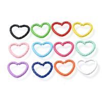 Jern åben hoppe ring, Heart, ovntørrende lak, du kan DIY, blandede farver, nikkel, bly & cadmium fri, 14x11.50mm, Solgt af PC