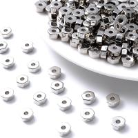Perles en plastique revêtue de cuivre, plastique revêtu de cuivre, hexagone, DIY, argent, 6x6mm, Environ 100PC/sac, Vendu par sac