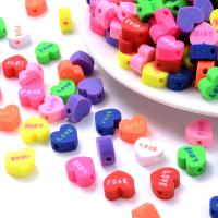 Polymer lerperler, Polymer Clay, Heart, forskellig emballage stil for valg & du kan DIY, blandede farver, 10mm, Solgt af Bag