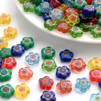 Acrylic Jewelry Beads, Flower, printing, DIY, mixed colors, 10mm, Approx 30PCs/Bag, Sold By Bag