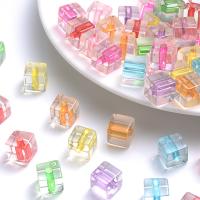 Transparent Acrylic Beads Square DIY mixed colors 8mm Approx Sold By Bag