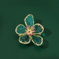 Rhinestone Brooch, Tibetan Style, Flower, fashion jewelry & for woman & with rhinestone, nickel, lead & cadmium free, 35x40mm, Sold By PC