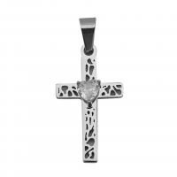 Stainless Steel Cross Pendants 316L Stainless Steel Vacuum Ion Plating Unisex & micro pave cubic zirconia Sold By PC